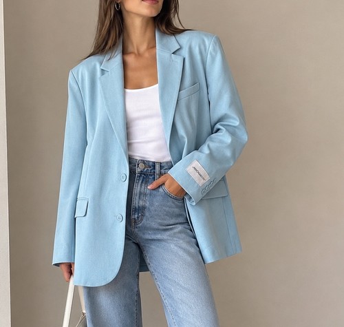 Blazer donna azzurro tinta - azzurro,