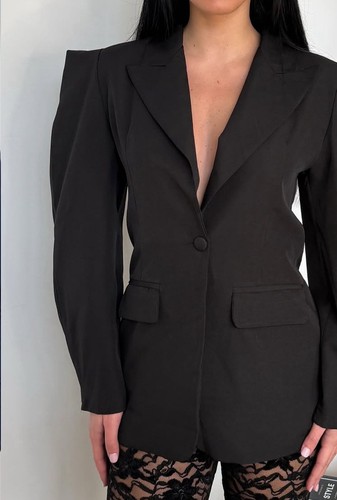 Giacca blazer nero spallina - giacca,